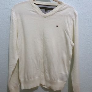CREAM TOMMY HILFIGER V-NECK SWEATER